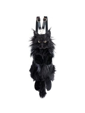 Cat Shaped Backpack - Handcrafted Stuffed Animals Bag, Black Cat Plush Bag new